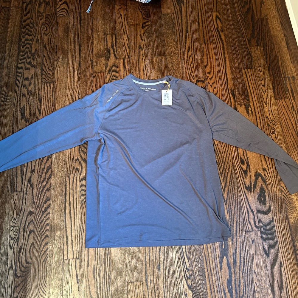 Peter Millar Grey Long Sleeve Performance Shirt